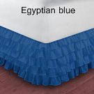 1000TC 100% Egyptian Cotton Multi Ruffle Solid Bed Skirt KING Size Egyptian Blue Color