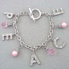 NEW PEACE faux PEARL BEADS RHINESTONES TOGGLE BRACELET