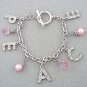 NEW PEACE faux PEARL BEADS RHINESTONES TOGGLE BRACELET