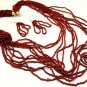 New RED LUCITE BEADS CHUNKY BEADED NECKLACE & EARRINGS