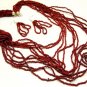 New RED LUCITE BEADS CHUNKY BEADED NECKLACE & EARRINGS