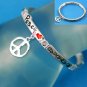 NEW PEACE SIGN CHARMS BANGLE Stretch BRACELET