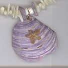 Shell Necklace w/ White Coral & Amethyst