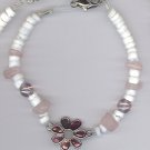 Flower Shell Bracelet w/ Amethyst or Rose Quartz
