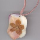5 Petal Lilac on Mexican Shell Necklace