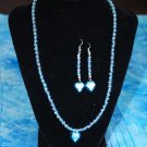 Blue Heart Necklace w/ Matching Earrings