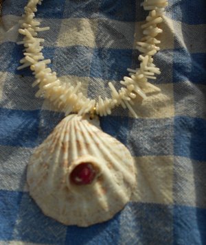GIANT Genuine Ruby from Madagascar on Shell Necklace #6