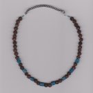 Brown Lava & Blue Coral Necklace