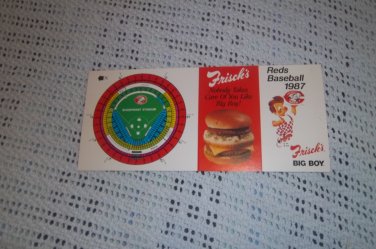 Vintage 1987 Cincinnati Reds Cardboard Baseball Schedule Frisch's Big Boy