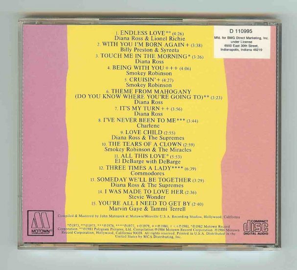 Endless Love - Motown's Greatest Love Songs CD