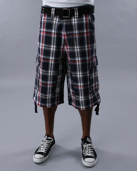BELTED PLAID SHORTS
