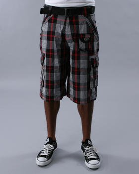 BELTED PLAID SHORTS