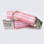 Laser Engraved Pink and White Stripped Nylon Dog Collar 1 inch width by Ruggit Collars