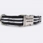 Laser Engraved Black and White Stripped Nylon Dog Collar 1 inch width by Ruggit Collars