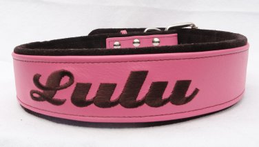 Leather dog collar Personalized 2 incn. Sizes from 18-26 inches