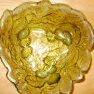 Cut glass green leaf shaped candy dish