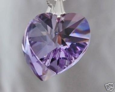 SWAROVSKI CRYSTAL HEART PENDANT LIGHT PURPLE 20MM