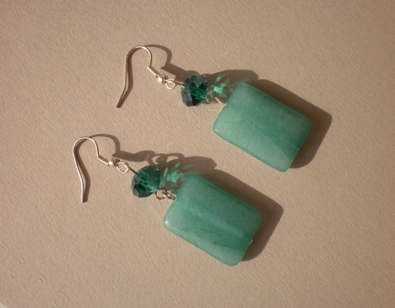 Aventurine Stone Emerald Green Blue Natural Stone Crystal Beaded Dangles Earrings Gemstone Jewelry