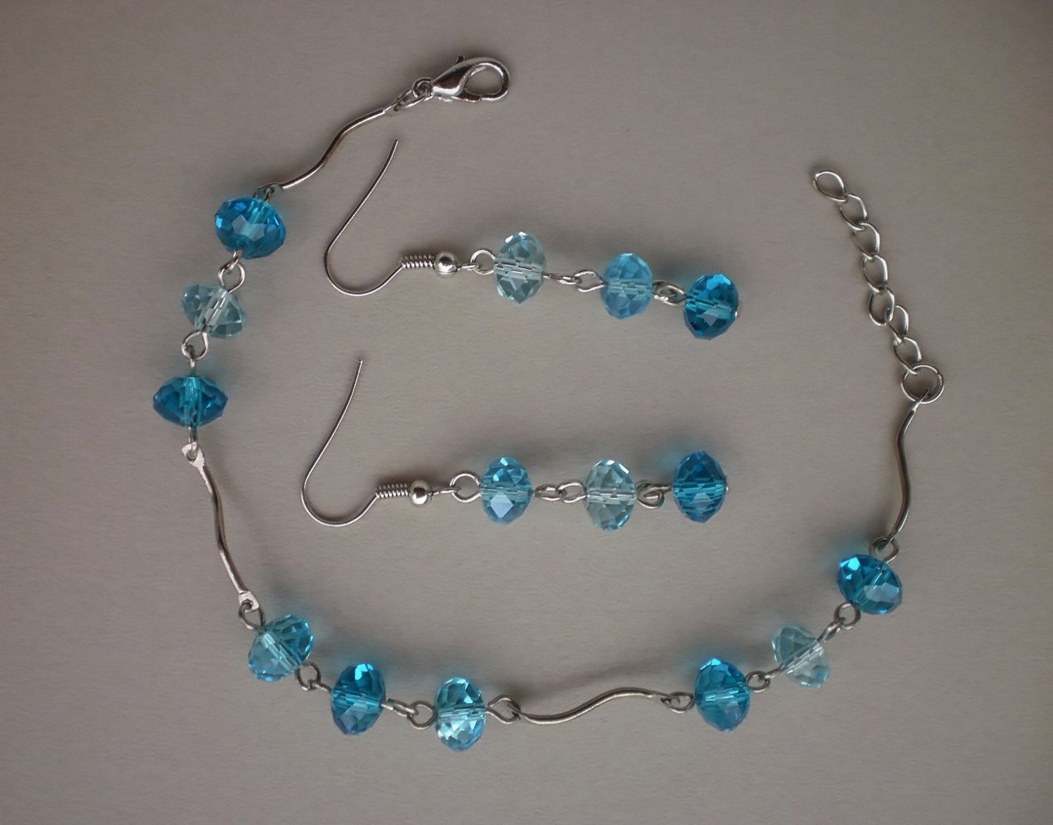 Capri Blue Crystal Beaded Bracelet & Earrings Handcrafted Designer Jewelry Gift Jewelry