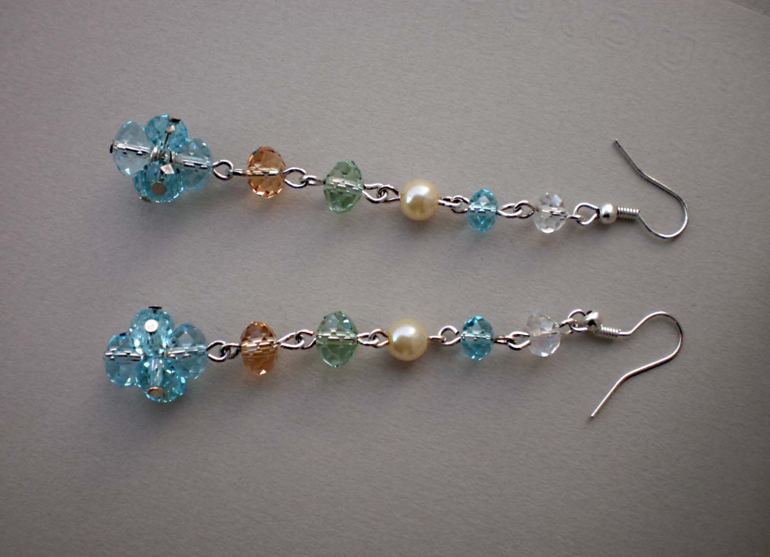 Dangle Crystal Beaded Earrings Multi color Handcrafted Jewelry Original Gift