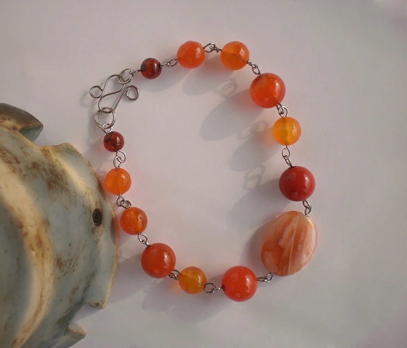Semi-Precious Agate Beaded Bracelet Agate Jewelry Handcrafted Designer Gift Jewelry Link Bracelet
