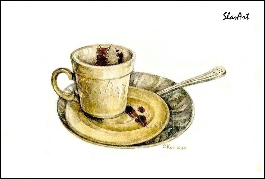 Stil Life Coffee cup Print Watercolor Painting Fine Art Home Decor Realistic Kitchen Art