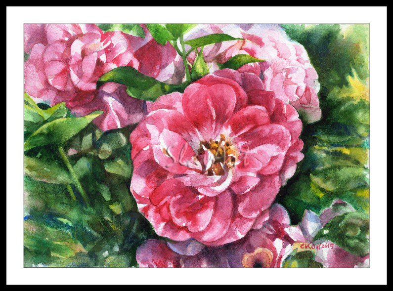 Watercolor painting Roses Floral print Summer garden Home decor Gift