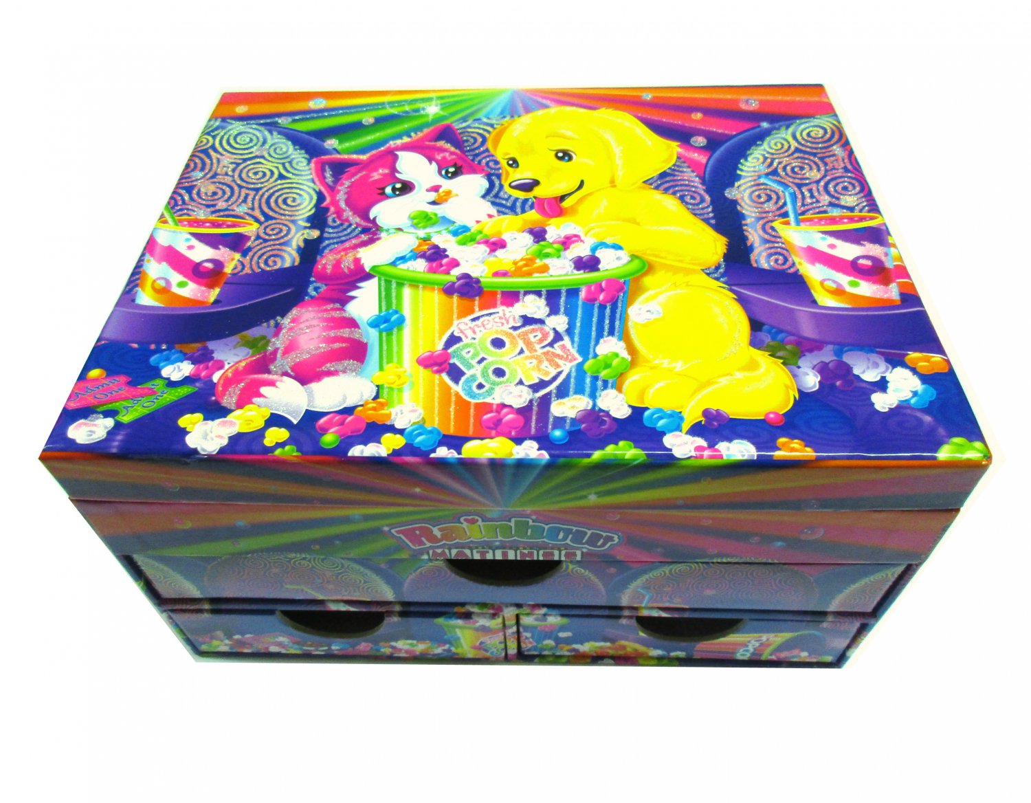 Lisa Frank Jewelry Stationery Chest Glittery Box Rainbow Matinee Puppy