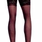 Black lace top backseam thigh high stocking o/s