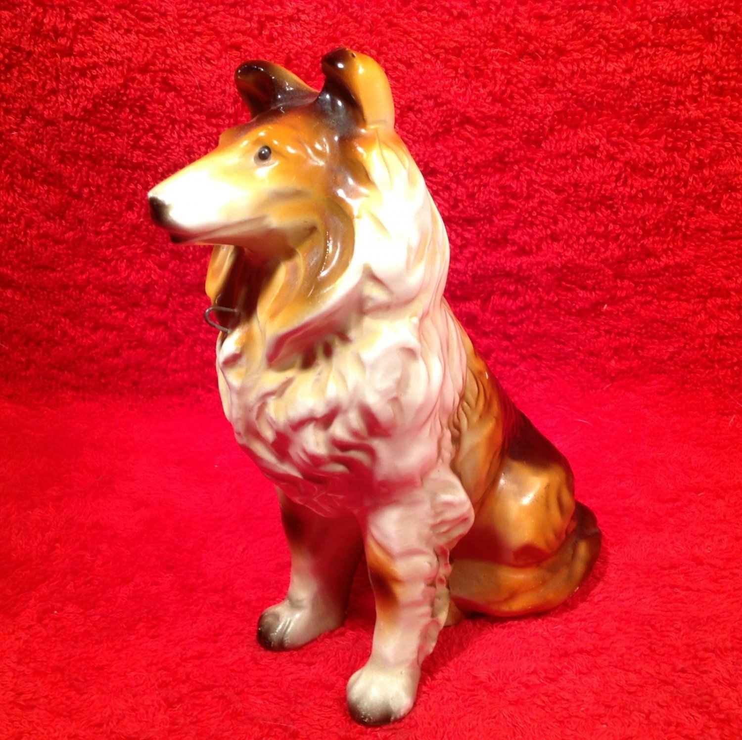 Vintage Majolica Collie Dog Figurine, gm804