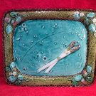 Antique French Majolica Luneville Asperagus &Strawberries Platter, fm883
