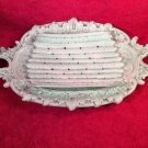 Antique Majolica Art Nouveau Austria 2 Piece Asparagus Serving Set Celedon Green, gm817