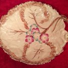 Early Antique Majolica Handled Flowers & Leaves Platter 1800's, gm822