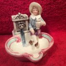 Antique Majolica Figural Match Holder Safe w/ Striker c.1800's, gm848