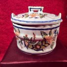 Antique Vintage French Rouen Faience Covered Salt Tub, ff340