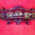 Antique French Faience Majolica Cobalt Blue & Gold Art Nouveau Jardiniere, ff413