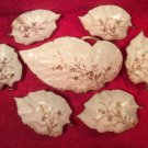 Antique Limoges Open Master & 6 Individual Salts w Gold Paste Flowers c1880-1891, L311