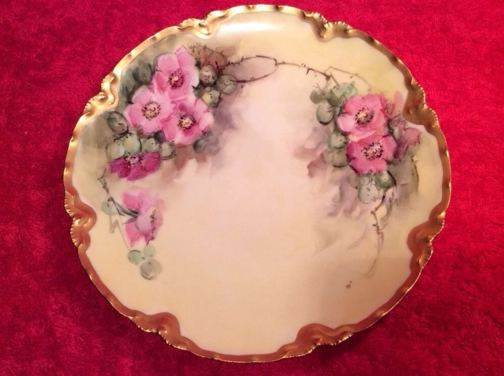 Antique Hand Painted Haviland Limoges Plate w Gold Rim, L248