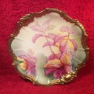 Antique Hand Painted Signed by Artist Limoges Cabinet Plate Gold w Flowers, L332