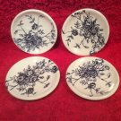 Antique Set of 4 French Faience Rose Floral Butter Pats c.1800's, ff454