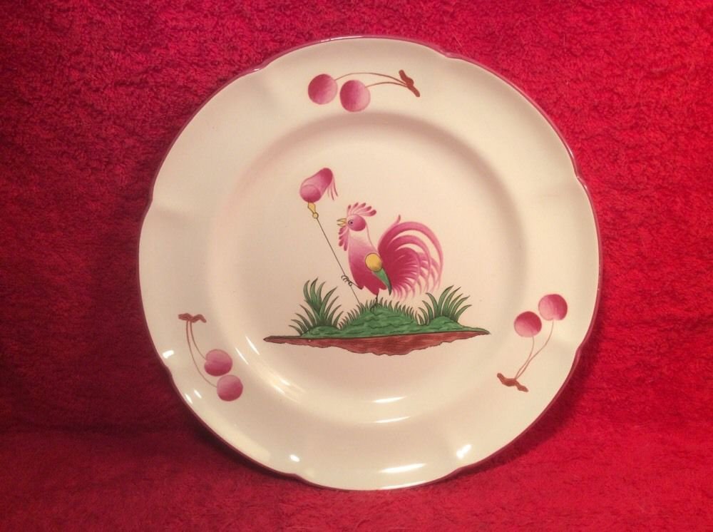 Superb Vintage Saint Clement Faience Rooster w Bonnet of Freedom Plate c1963, ff462