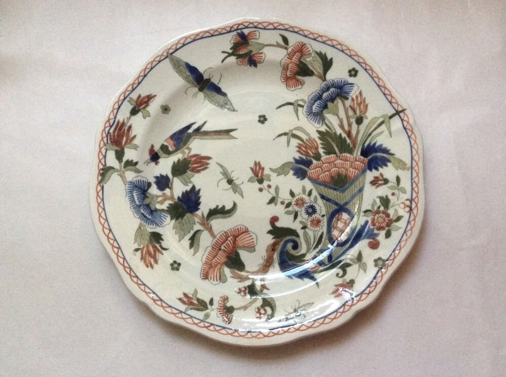 Antique Gien French Faience Handpainted Bird Butterfly Cornucopia Plate ...