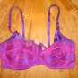 NWT Haute Carol Malony Purple Pink Lace UW Demi Bra 36B