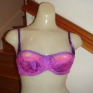 NWT Haute Carol Malony Purple Pink Lace UW Demi Bra 36B