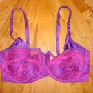 NWT Haute Carol Malony Purple Pink Lace UW Demi Bra 34D Free Shipping