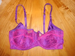 NWT Haute Carol Malony Purple Pink Lace UW Demi Bra 34D Free Shipping
