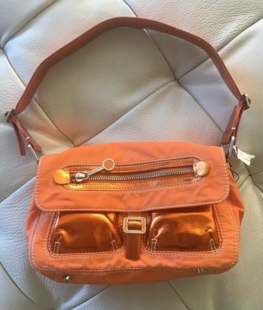 FRANCESCO BIASIA PURSE ORANGE NYLON WITH Metallic TRIM NEW