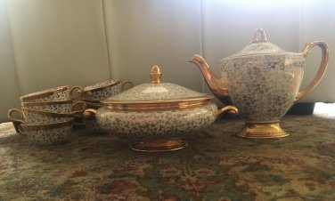 Vintage Eggshell Nautilus 22 Karat Gold Soup Tureen Cups  Georgian Coffee Pot