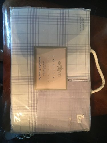 Coastal Collection Yarn Dyed Cotton Reversible Twin Duvet Cover NEW! Lavender O