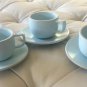 Sasaki Colorstone Matte Blue Cups & Saucers Vignelli Japan Near Mint (Set of 4)